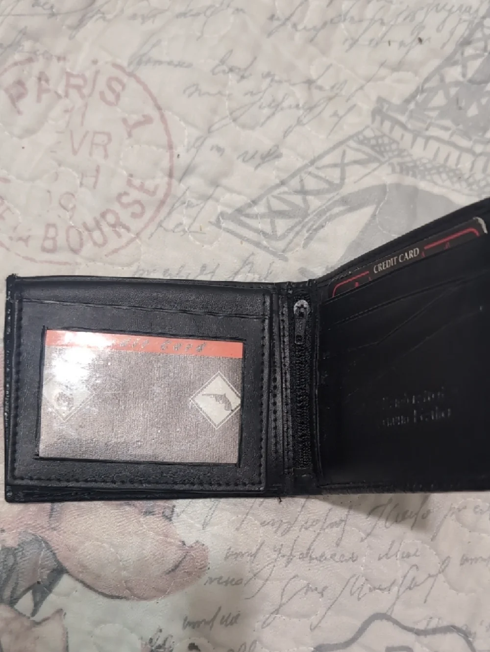 Men's Embossed Black Leather Card & Key Holder